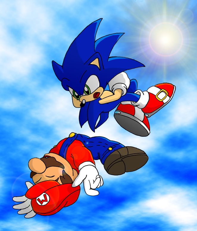 sonic_vs_mario_-_airborne_art