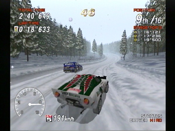 SEGA Rally 2 brings new racing environments, such as snow covered, forest tracks